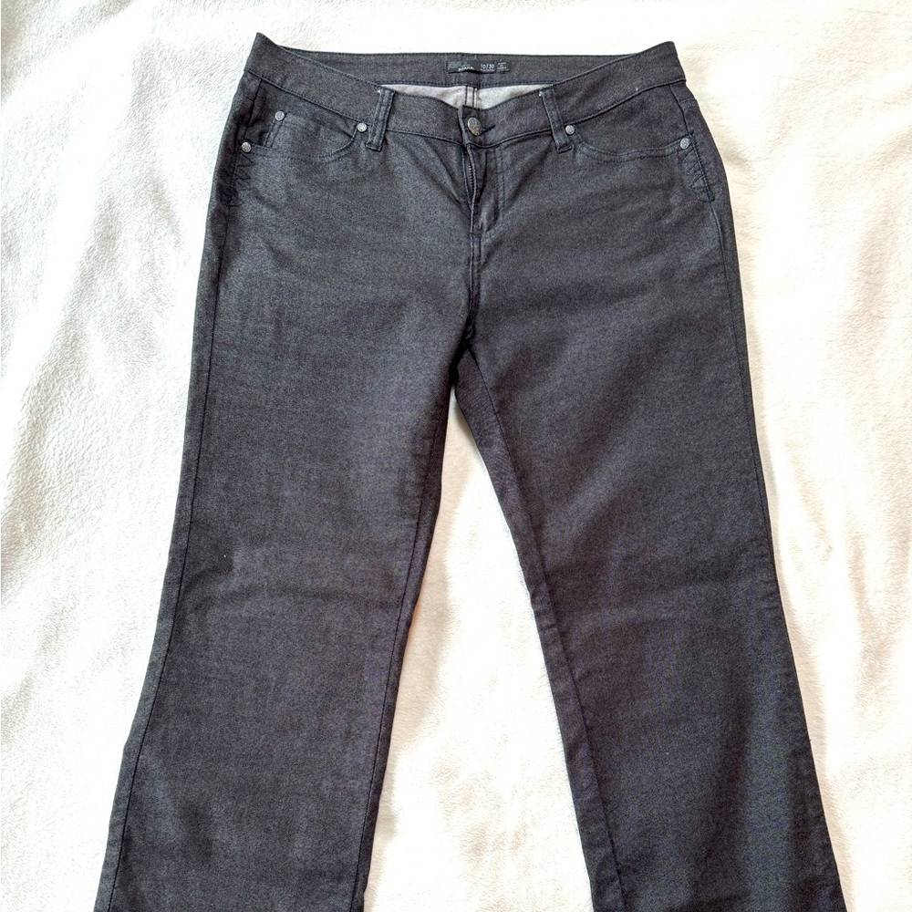 Prana charcoal/black jeans. Wide leg. Size 10.